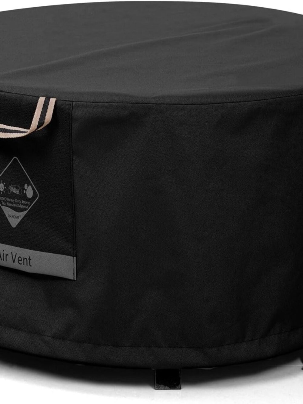 QH.HOME Round Fire Pit Cover 36" x 20" Black Waterproof 600D - New Sealed